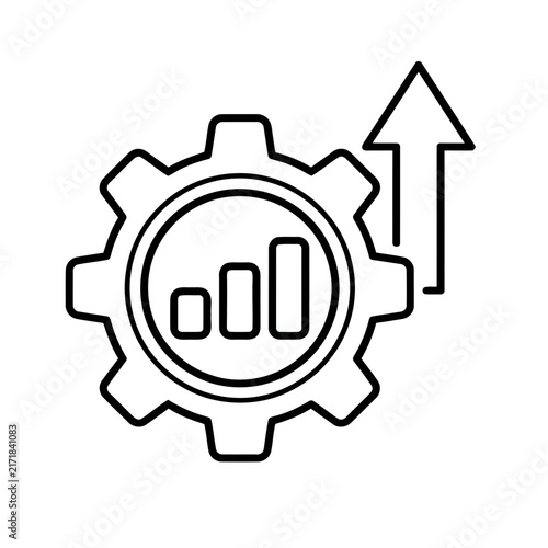 Gear with Upward Arrow and Bar Chart Icon