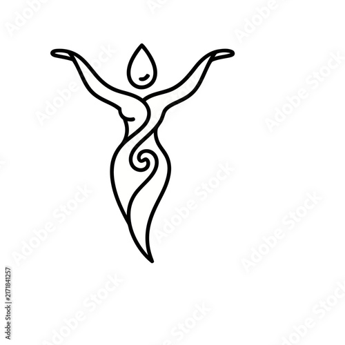 Stylized human figure with flowing lines