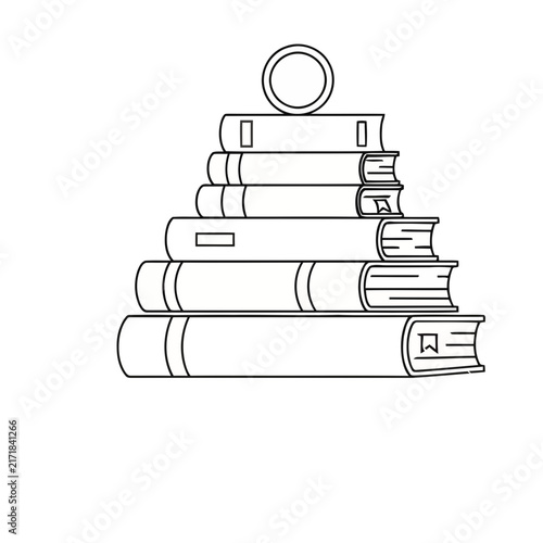 Stack of books with a circle on top