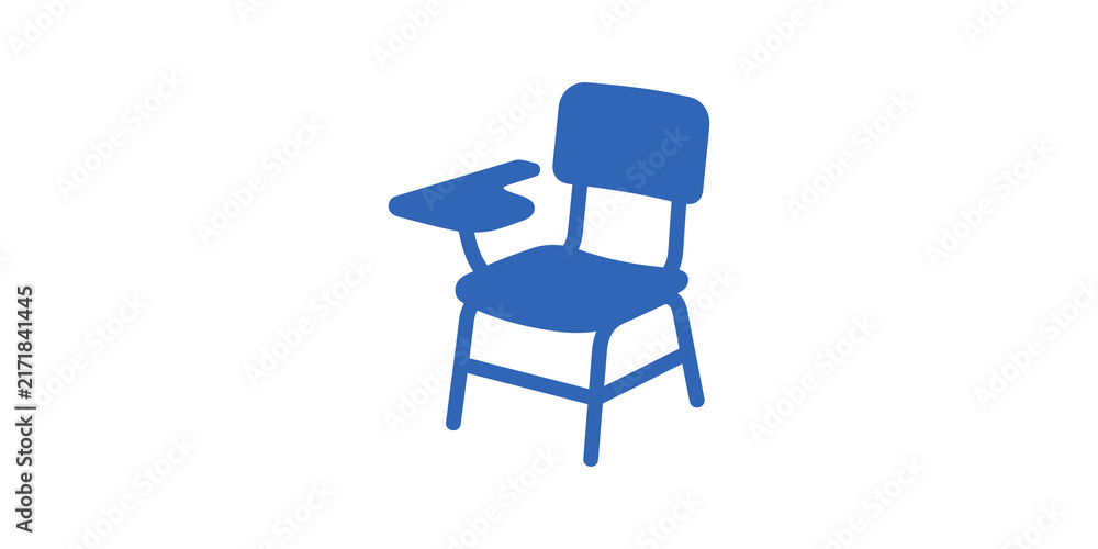 Fototapeta premium Blue school desk chair icon on a transparent background for class.