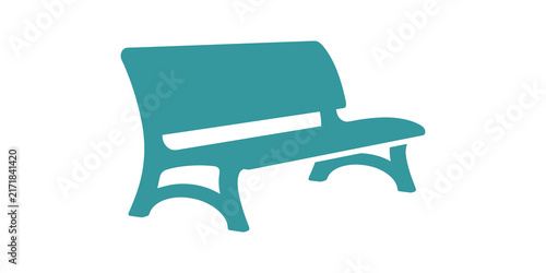 Quadro su tela Teal park bench icon on a transparent background for outdoor designs