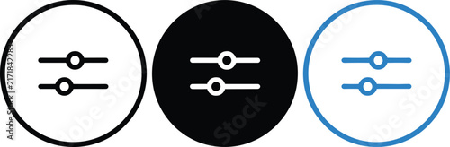 Foto Settings Adjustment Sliders in Three Circular Icons