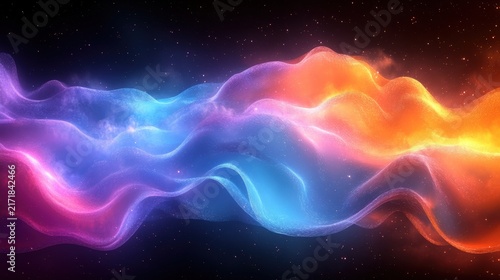 Colorful Abstract Light Waves with Galaxy Background for Creative Design