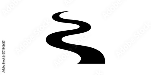 Obraz na płótnie Winding river pathway silhouette vector illustration on transparent bg