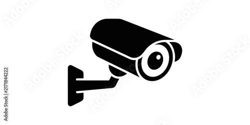 Fotografie Security camera surveillance system black icon provides protection safety