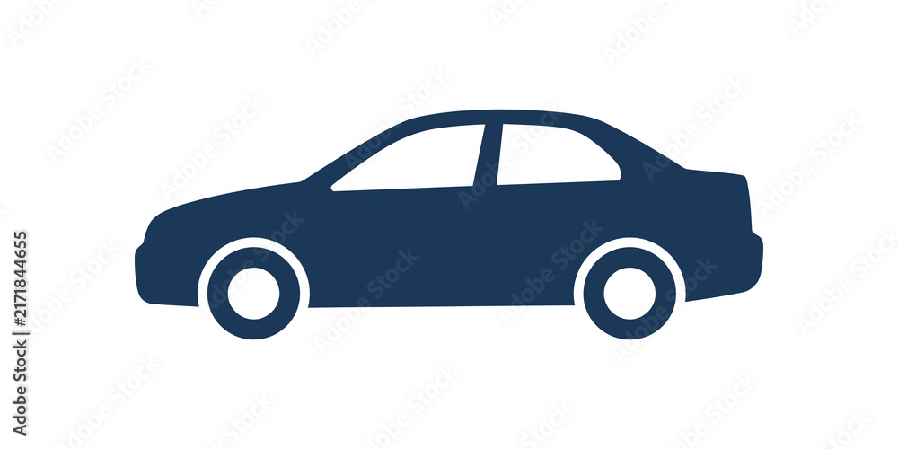 Naklejka premium Sedan car dark blue icon for automotive sales and transport services.