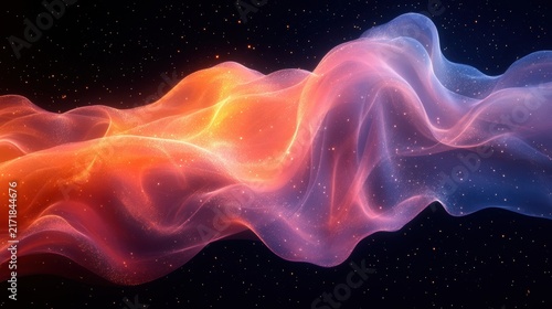 Vibrant Colorful Cosmic Nebula with Stars in Deep Space Background