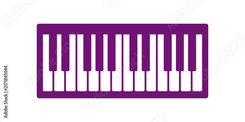 Obraz na plátně Purple piano keyboard keys icon isolated on checkered vector background