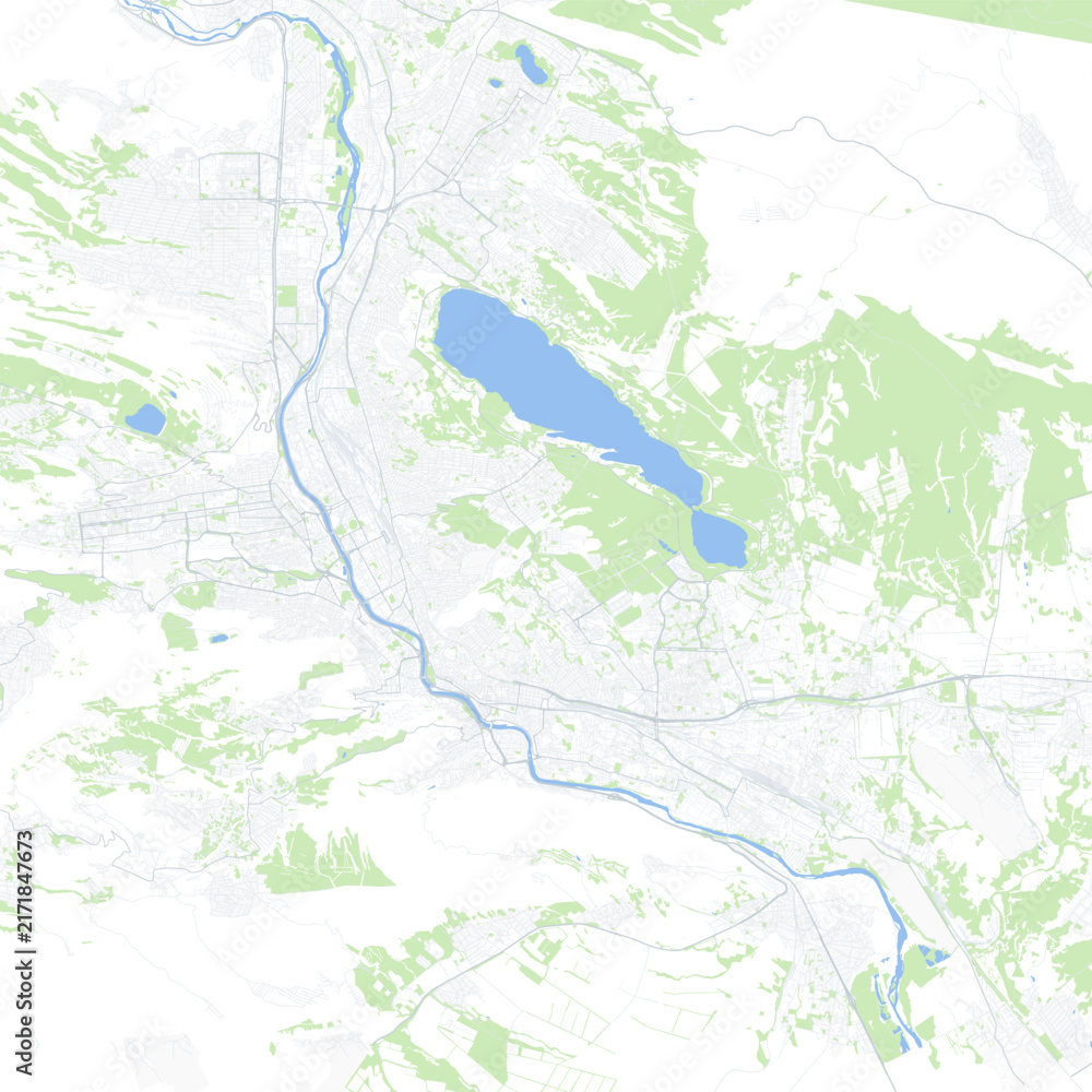 Obraz premium Minimal vector city map of Tbilisi with streets, districts and road network