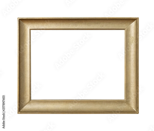 Golden picture frame border on transparent background
