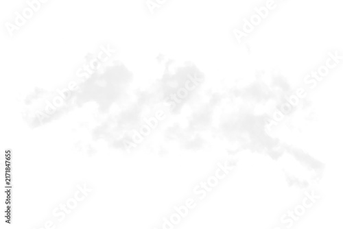 Realistic soft white smoke cloud with wispy swirling tendrils, translucent vapor, natural billowing formation and isolated transparent background