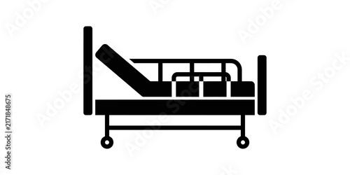 Obraz na płótnie Hospital bed with adjustable backrest medical care equipment icon