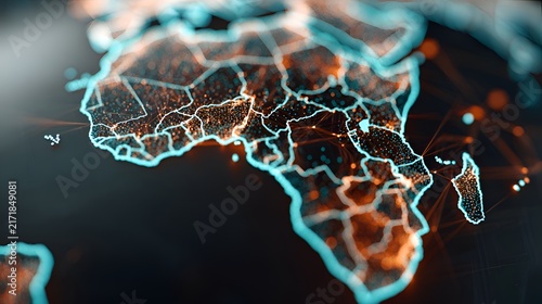 Digital Globe with Glowing Connections Over Africa and Madagascar