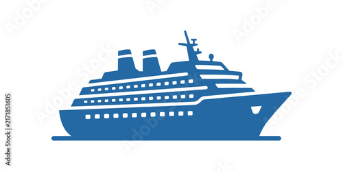 Cuadro en lienzo Blue cruise ship icon silhouette design for maritime travel concepts