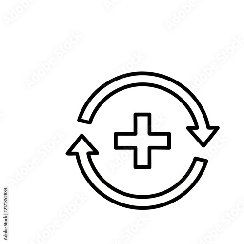 Plus sign and circular arrows icon
