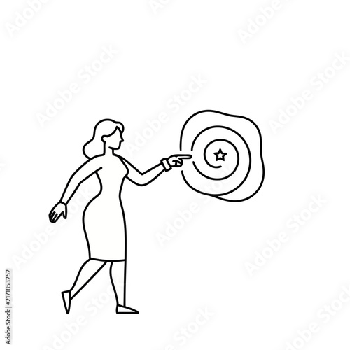 Woman pointing at a target with a star