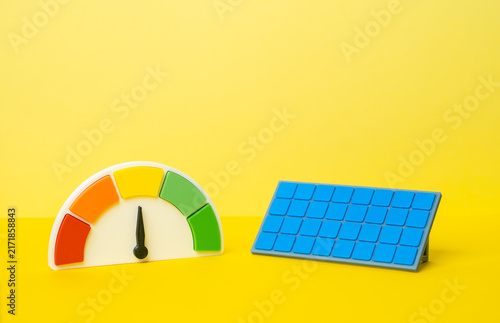 Obraz na płótnie Solar panels and average efficiency indicators