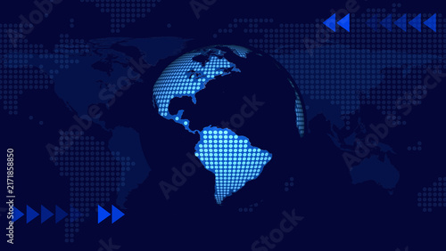 Digital earth globe with world map represents global communication. Digital earth globe for international data. Digital earth globe background for worldwide network connectivity systems.