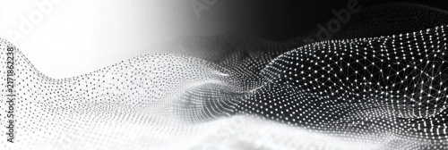 Abstract digital background of points and lines. Glowing grey plexus