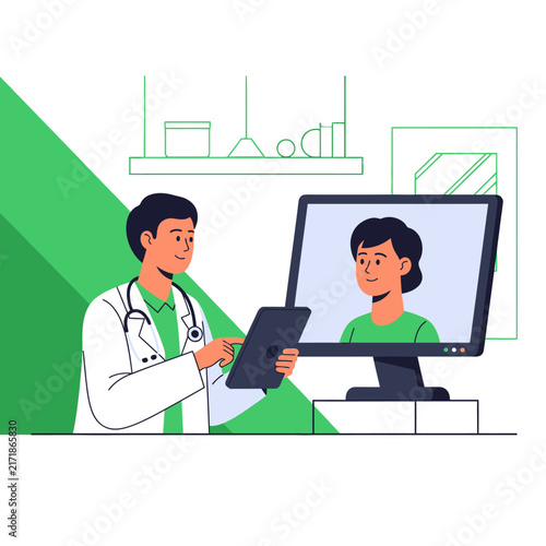 Telehealth Consultation With Doctor And Patient Using Technology