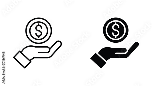 A set of icons featuring money, wallets, currencies, dollars, cards, coins, savings, loans, and cash, as well as symbols, web elements, and labels related to financial business. Editable.