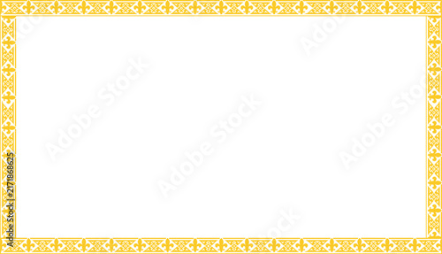 Decorative yellow rectangular frame with geometric pattern border for festive invitations and greeting cards