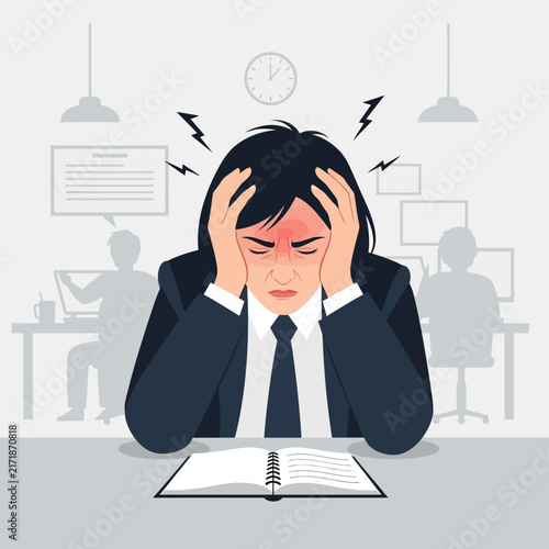 Overwhelmed Employee Experiencing Extreme Stress And Pressure At Work