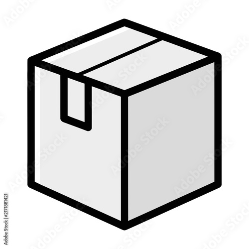 Carton Box Icon Isolated on White Background, Shipping Symbol