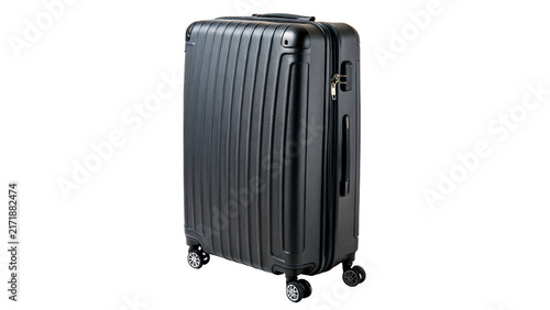 Modern dark grey rolling suitcase luggage travel bag container isolated on white background