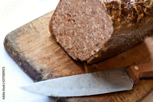 Partially consumed charcuterie in a kitchen