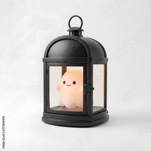 Whimsical Cat Shaped Night Light Illuminating Inside a Vintage Styled Dark Metal Lantern for Cozy Ambiance