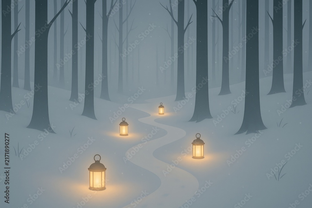 Fototapeta premium Serene winter forest path.