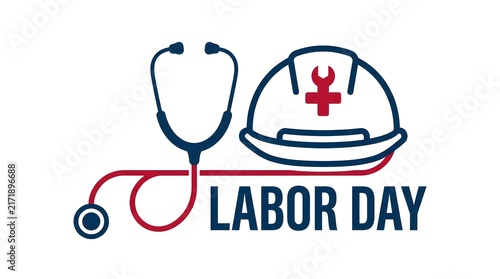 Labor day usa tribute with medical and industrial professional tools