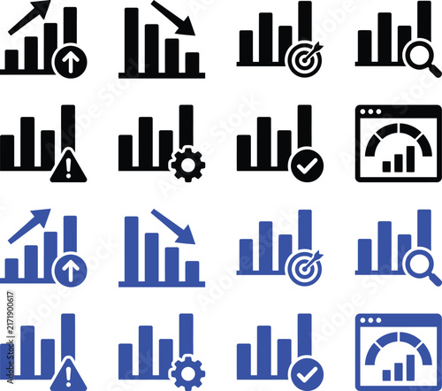 Business Performance Chart and Data Analytics Icon Set