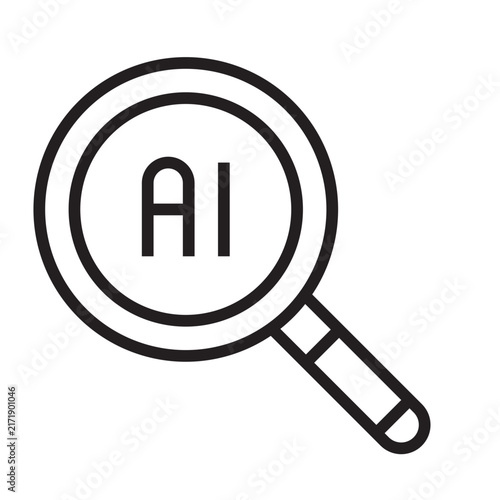 AI Search Line Icon
