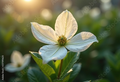 Four-Petaled Dogwood Blossom Natural Springtime Aesthetic Subtle Color Composition Soft Elegance