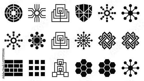 Collection of southwestern and native american inspired geometric design elements