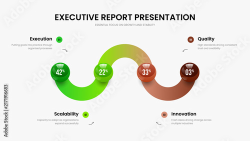 Market Solution 4 Step Chart Slideshow Design. Simple Planning Four Element Diagram Slide Template. Visual Insight Presentation Layout Vector Illustration.