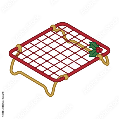 Christmas festive cooling rack illustration with holly berry decoration in vector style
