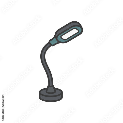 Flexible LED Desk Lamp Vector Illustration Icon on White Background