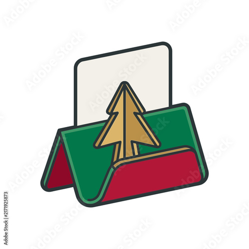 Christmas place card holder vector illustration with pine tree