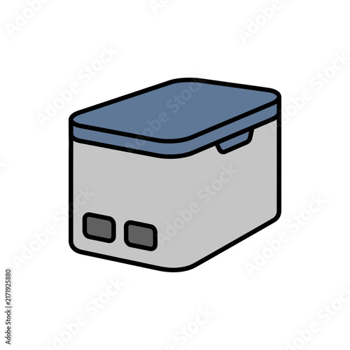 Vector illustration of a portable car refrigerator cooler box icon isolated on white background
