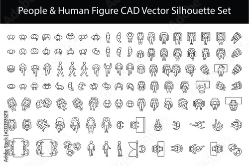 Принти на полотні Top view people CAD vector set, human figure symbols for architectural floor pla