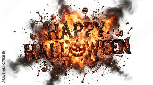 fire and flames happy Halloween text