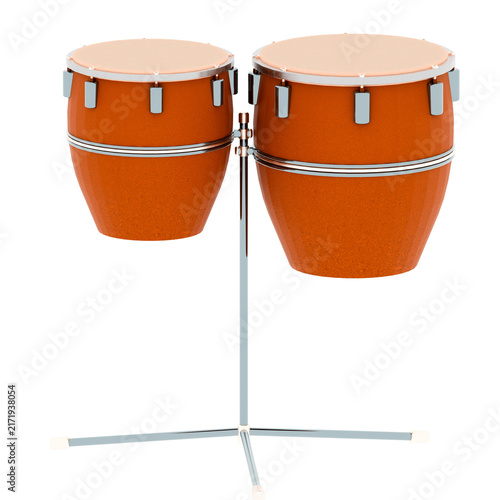 Foto 3d Render Brown Conga Drum Pair Stand with transparent background