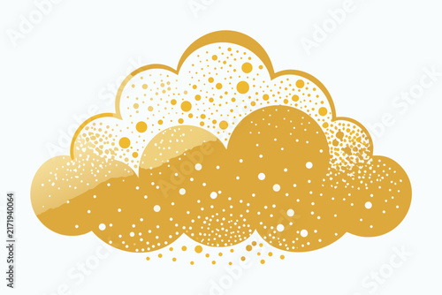 Golden cloud vector illustration with decorative dots and soft texture
