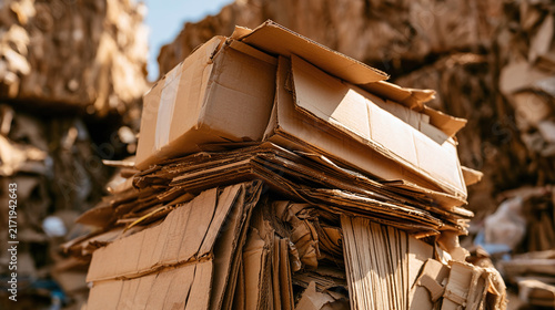 Recycle cardboard waste pile stack paper industry plant factory material