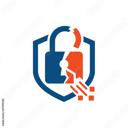 Broken Lock Shield Icon Representing Data Breach and Security Failure