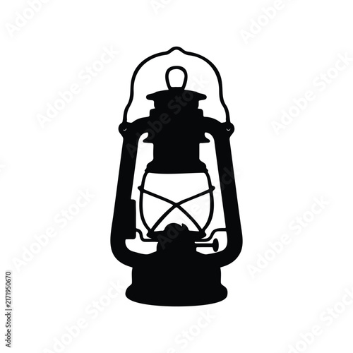 Old lamp silhouette icon vector flat design.