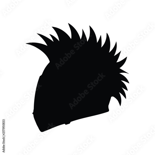 Helmet with mo hawk silhouette icon vector flat design.